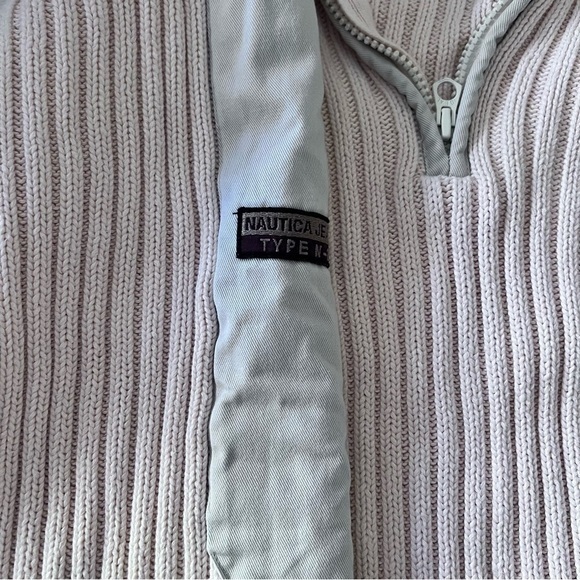 Vintage 90s y2k NAUTICA Quarter Zip Pullover Chunky Rib Knit Sweater SIZE XL - Picture 7 of 12
